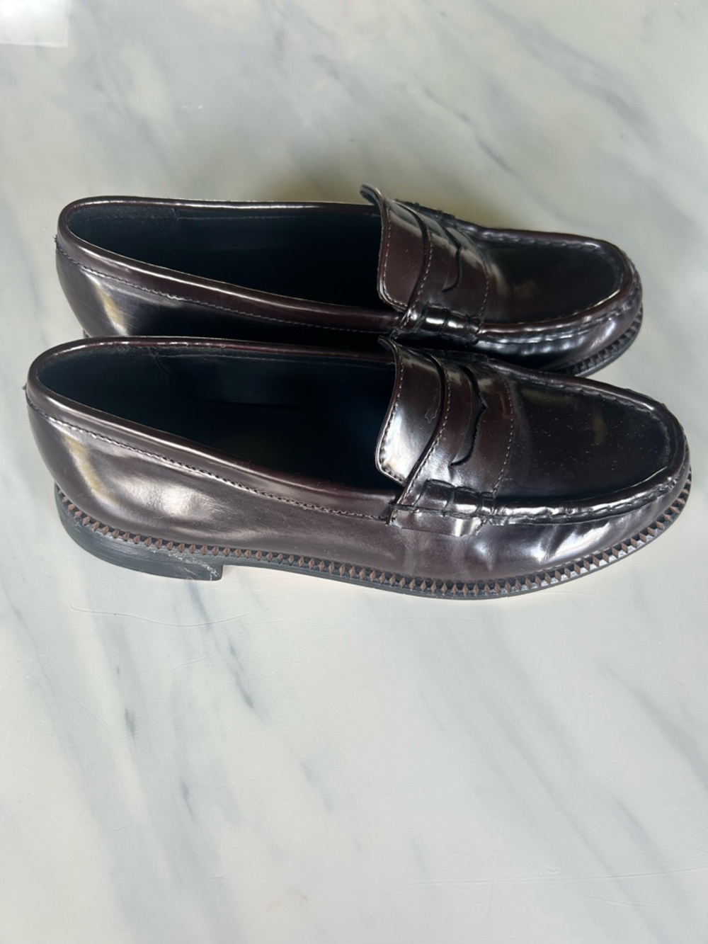 Freda Salvador Espresso Brown Leather Penny Loafers - Picture 3 of 6